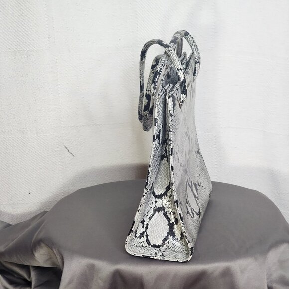 Nine West Vintage Faux Grey Black Snakeskin Bucket Bag with Matching Coin Purse - Picture 6 of 16